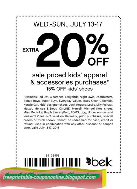 belk discount coupon code for shoes that are on sale